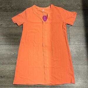 Orange Short Sleeve Bathing Suit Coverup